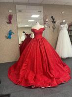 Rode trouwjurk met off-shoulder halslijn, Ophalen of Verzenden, Zo goed als nieuw, Rood, Trouwjurk