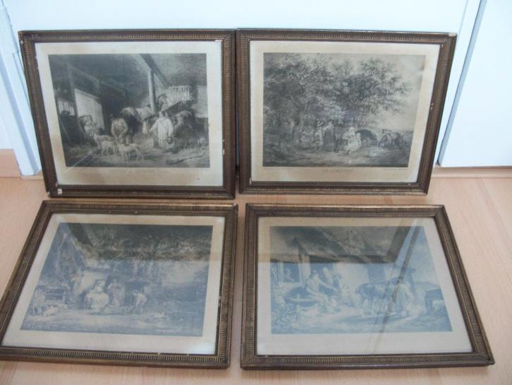 Vintage Prent in Lijst - The first of September evening p.st, Huis en Inrichting, Woonaccessoires | Schilderijen, Tekeningen en Foto's