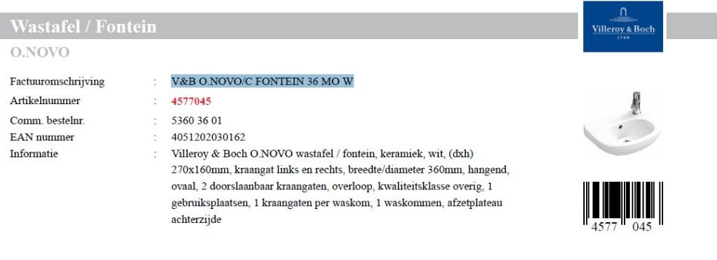 Villeroy en Boch toiletfontein, Ophalen, Nieuw, Steen, Wastafel