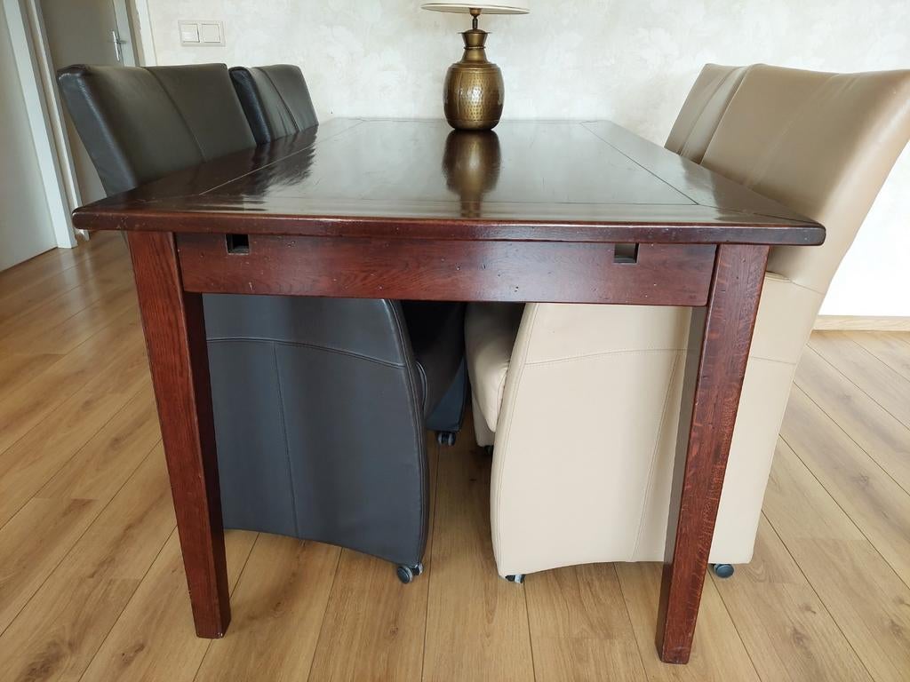 Uitschuifbare eettafel., Huis en Inrichting, Tafels | Eettafels, Ophalen, Eikenhout, 50 tot 100 cm, Zo goed als nieuw
