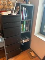 Zwarte kast met lades en planken, Huis en Inrichting, Kasten | Boekenkasten, Ophalen, Gebruikt, 50 tot 100 cm, Met lade(s)