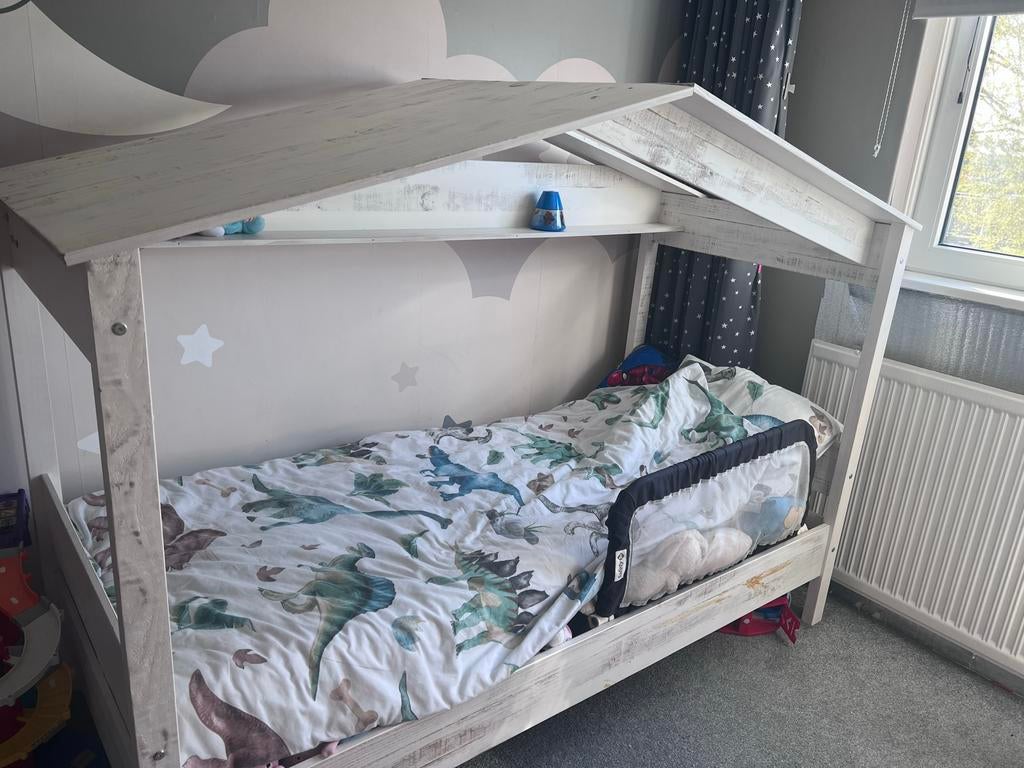 Eenpersoons huisjesbed Leenbakker met lattenbodem, Huis en Inrichting, Slaapkamer | Bedden, Gebruikt, 90 cm, Eenpersoons, Wit