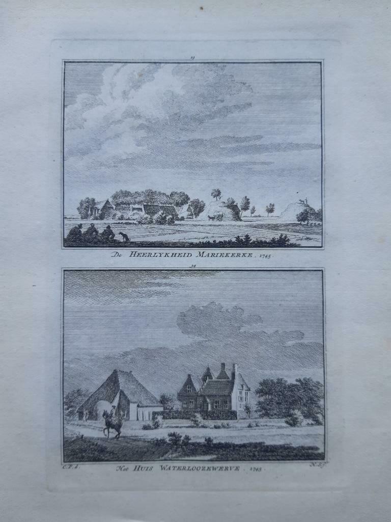 23-24*/ Mariekerke en Huis Waterloozewerve bij Meliskerke Ze, Antiek en Kunst, Ophalen of Verzenden