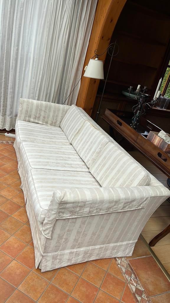 3 zits bank klassiek model afritsbare kussens beige, Ophalen, Gebruikt, Klassiek, Driepersoons