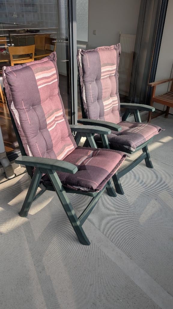 Tuinstoelen 2 stuks, Tuin en Terras, Tuinstoelen, Ophalen, Gebruikt, Kunststof, Verstelbaar