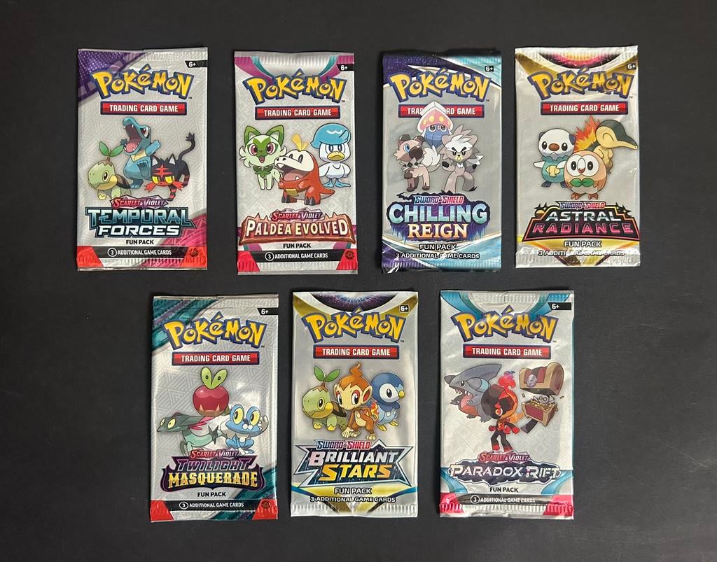 7 Verschillende Sampling Packs, Hobby en Vrije tijd, Verzamelkaartspellen | Pokémon, Zo goed als nieuw, Booster, Ophalen of Verzenden