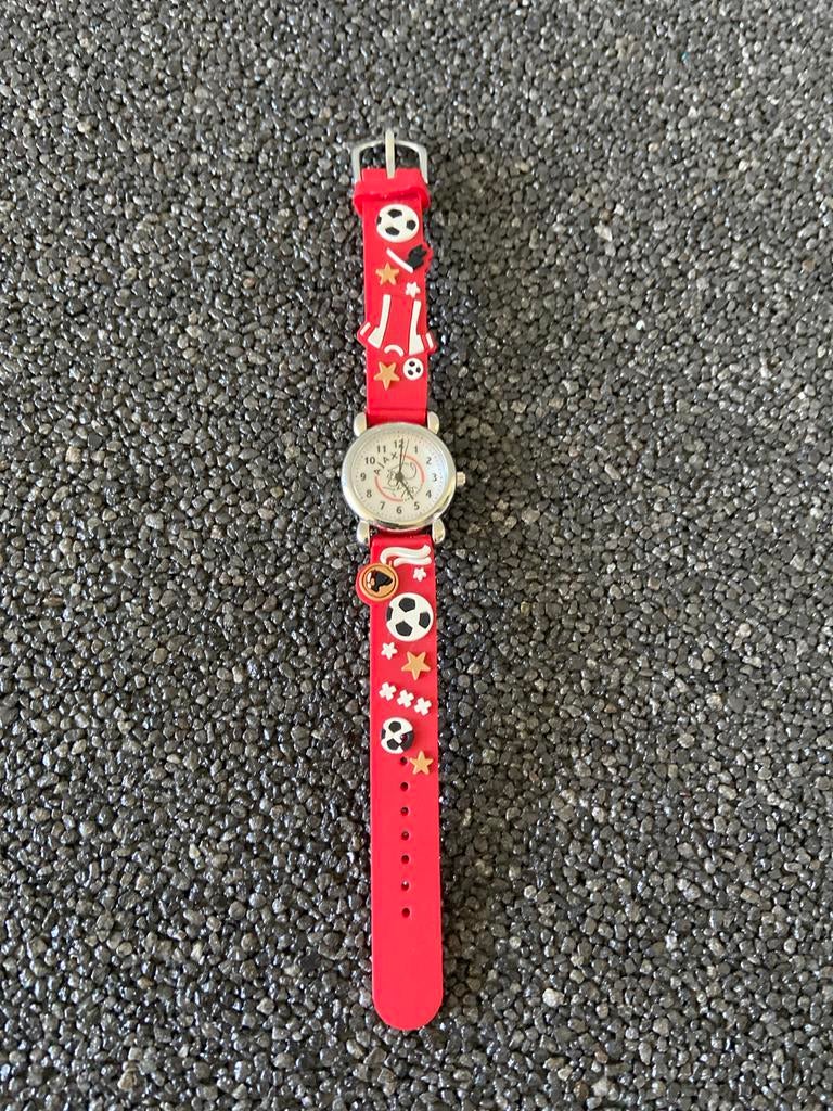 Ajax Voetbal Horloge - Rood met Leuke Voetbaldetails, Ophalen of Verzenden, Gebruikt, Rood, Jongen