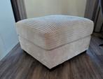 Beige hocker van stof met grove rib, 80x80x50 cm, Huis en Inrichting, Ophalen, Vierkant, Stof, 75 tot 100 cm
