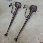 Industriële brocante oude metalen kandelaars muurkandelaars, Ophalen, Koper of Brons