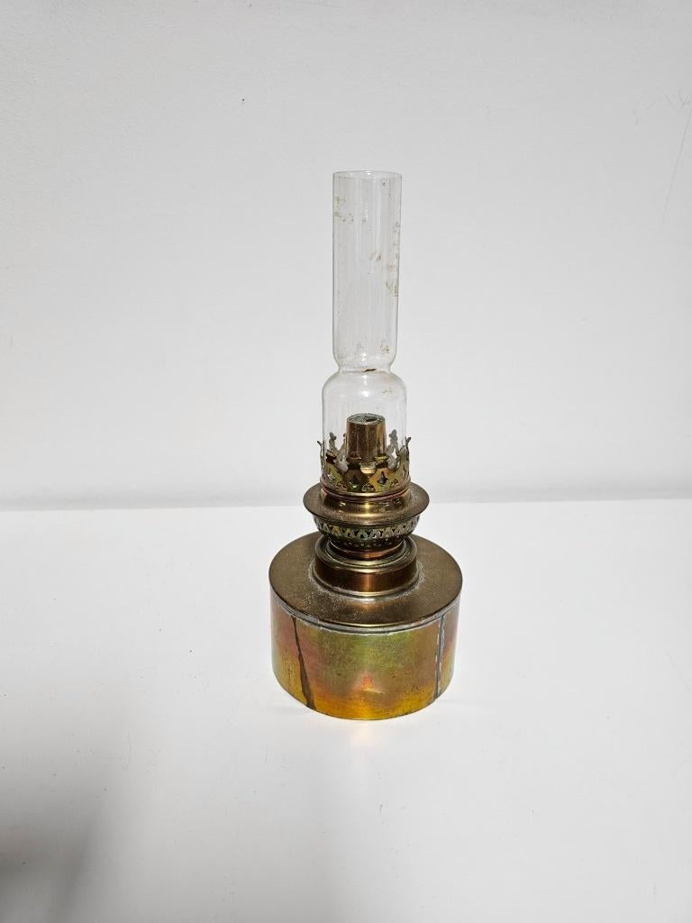 Koperen petroleumlamp voor €15,-, Antiek en Kunst, Antiek | Lampen, Ophalen of Verzenden