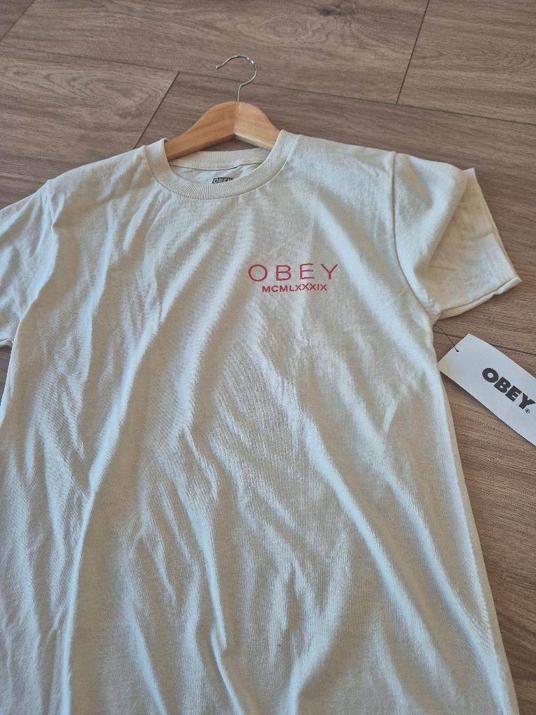 Obey Bella Maximus T-shirt met logo- en backprint, Onbekend, Beige, Nieuw, Ophalen of Verzenden