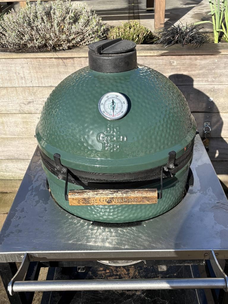 Big Green Egg Large met kar, Ophalen, Gebruikt, Big Green Egg (origineel), Met accessoires