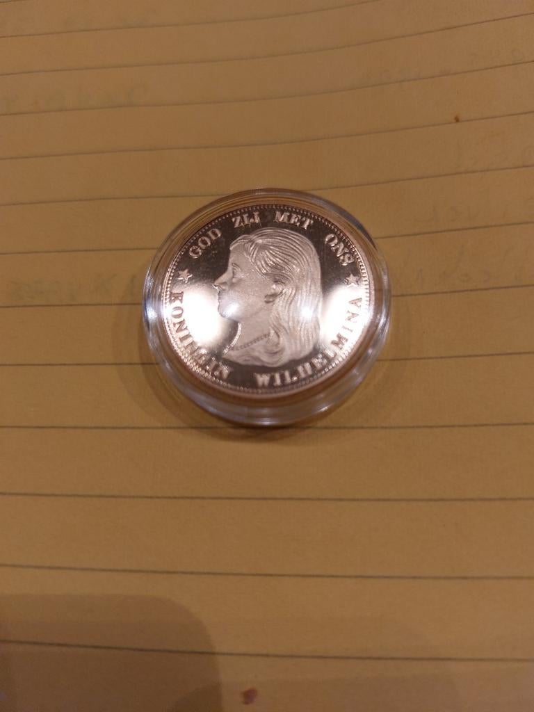 Herslag 10 gulden 1892 Wilhelmina 24k verguld, Ophalen