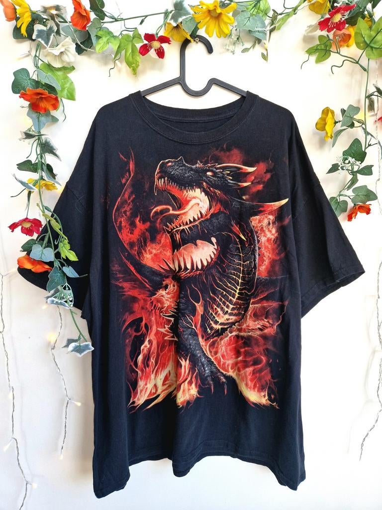 Super gaaf vintage katoen gothic skater draken shirt, Kleding | Heren, T-shirts, Ophalen of Verzenden, Zo goed als nieuw, Maat 56/58 (XL)