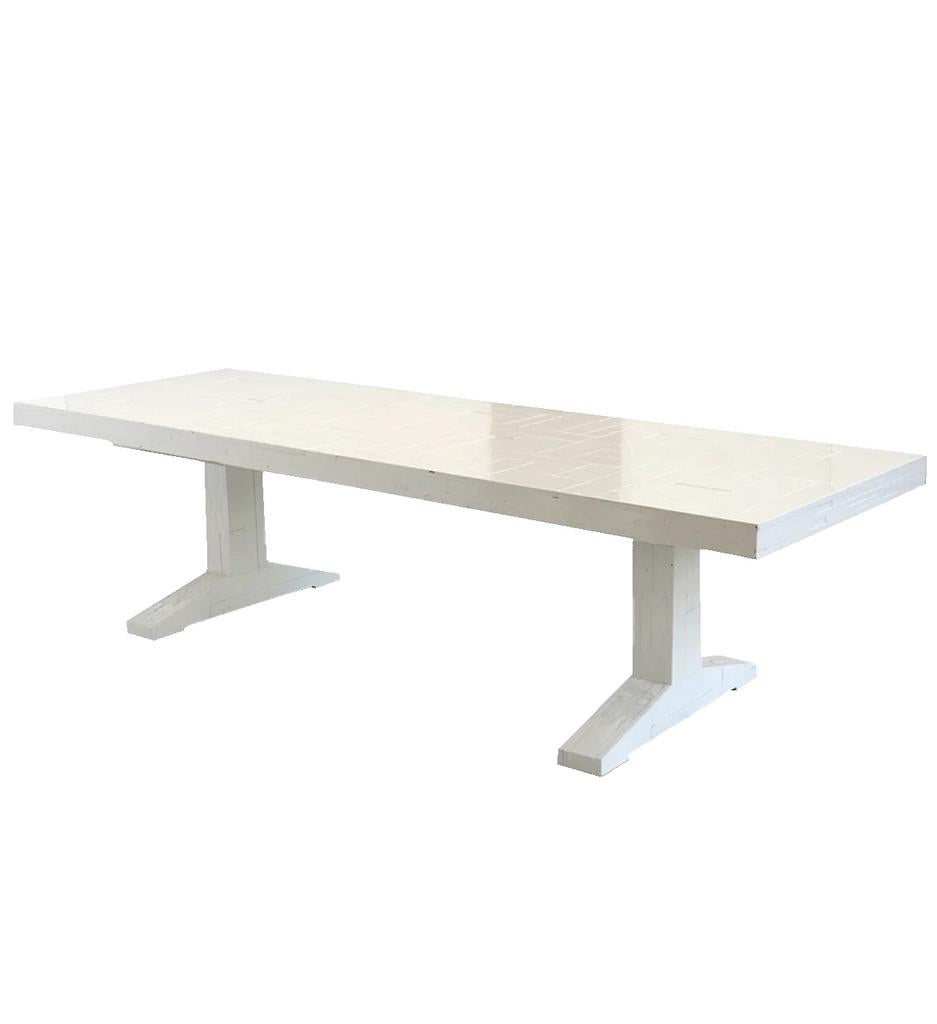 Gezocht: Piet Hein Eek kantinetafel hoogglans wit, Huis en Inrichting, Ophalen of Verzenden, Zo goed als nieuw, Rechthoekig, 200 cm of meer