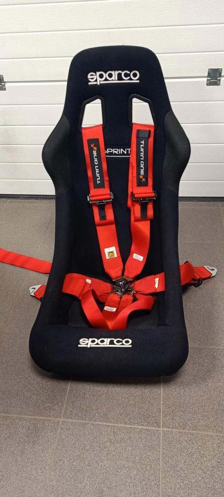 Kuipstoel sparco sprint + 6 punts gordel turn one, Auto diversen, Autosport-onderdelen, Zo goed als nieuw, Ophalen
