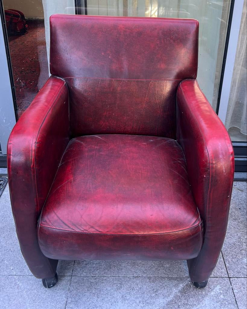 Leren Chesterfield stoel - Bordeauxrood - 3 stuks, Ophalen