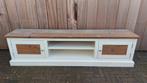 Wit tv-meubel met houten blad en deurtjes, Ophalen