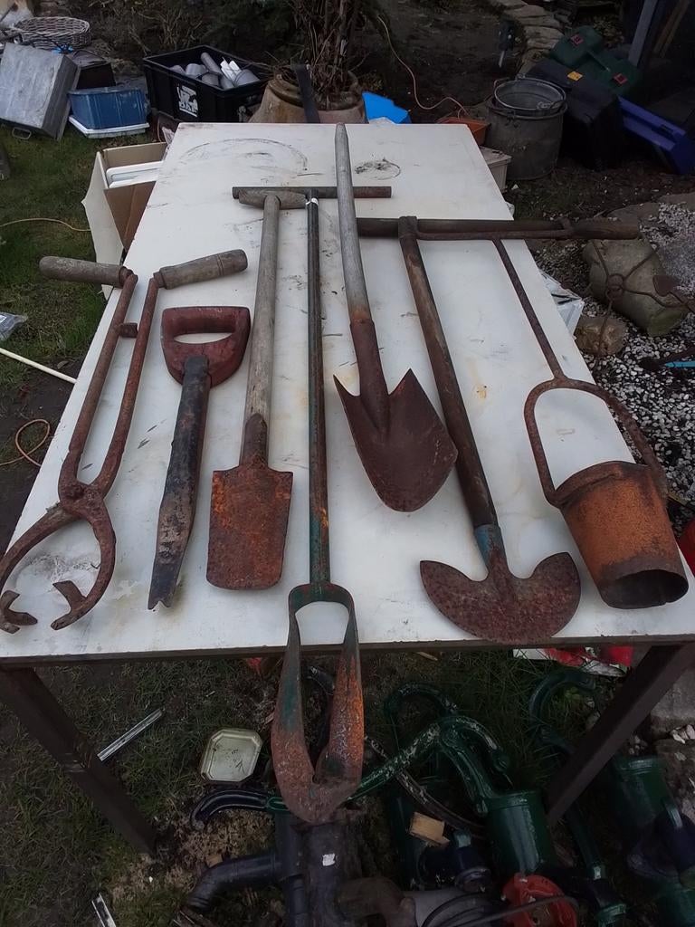14891) 7 stuks antiek boeren gereedschap, Ophalen of Verzenden