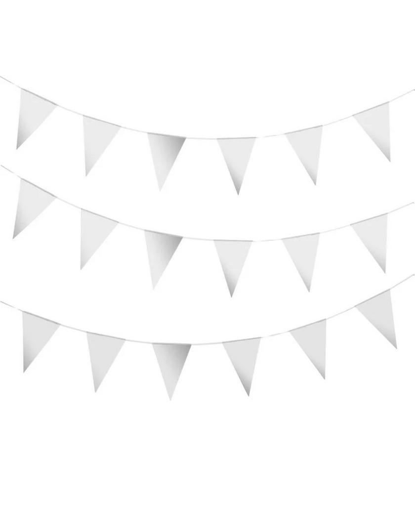 Witte vlaggenlijnen te huur, Hobby en Vrije tijd, Feestartikelen | Verhuur, Ophalen of Verzenden, Zo goed als nieuw, Geboorte of Huwelijk