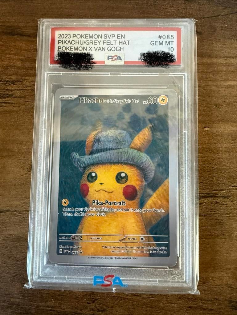 Pikachu met Grijze Vilten Hoed (Van Gogh) PSA 10, Ophalen of Verzenden, Nieuw, Losse kaart