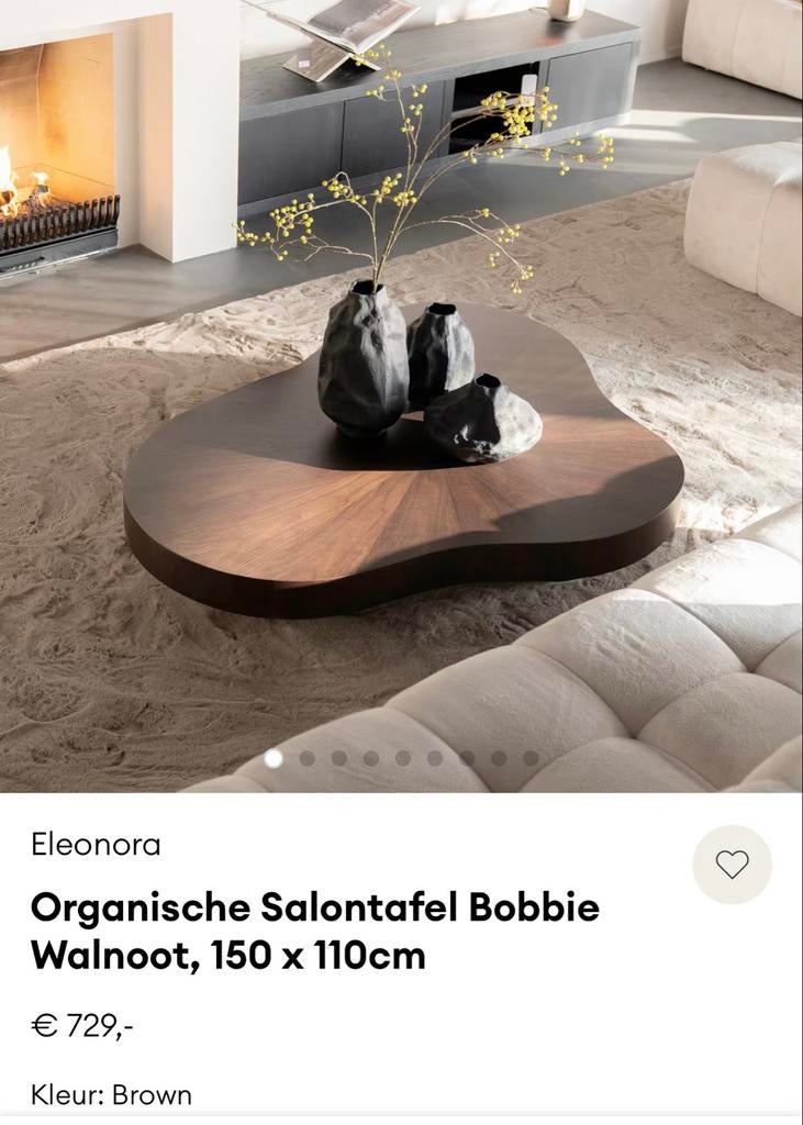 Organische salontafel - Uniek design en hoogwaardig hout, Ophalen, Gebruikt, 100 tot 150 cm, Overige vormen