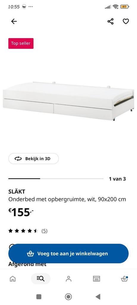 slakt onderbed, Huis en Inrichting, Ophalen, Eenpersoons, Hout