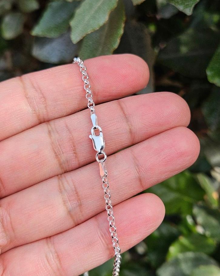 Jasseron Ketting 45cm - Echt Zilver, Sieraden, Tassen en Uiterlijk, Kettingen, Nieuw, Zilver, Zilver, Ophalen of Verzenden