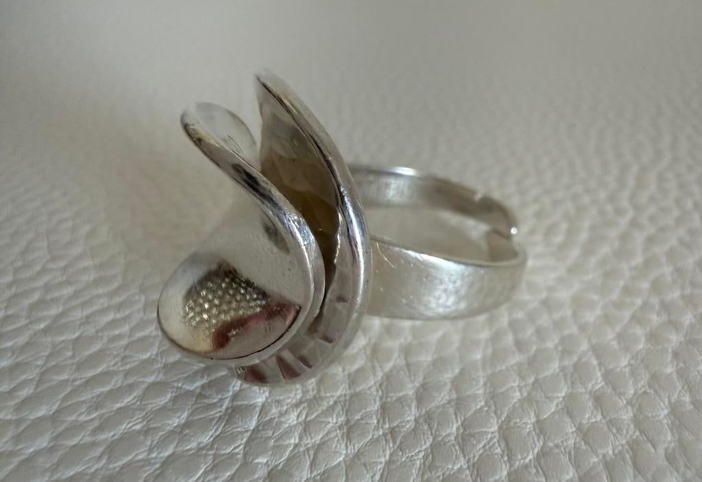 H141/Massief Zilveren ALTON Zweden modernist ring verstelb, Gebruikt, Verzenden, X, Dame