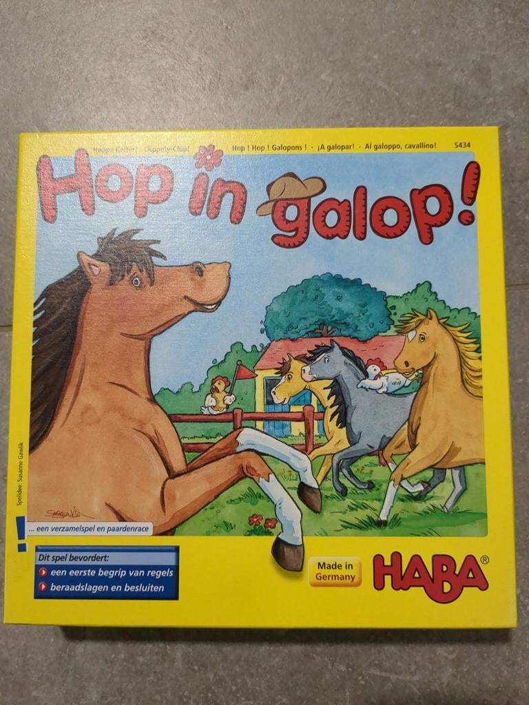 Haba Hop in Galop! - Leuk paardenspel voor kinderen, Drie of vier spelers, Ophalen of Verzenden, Zo goed als nieuw, HABA