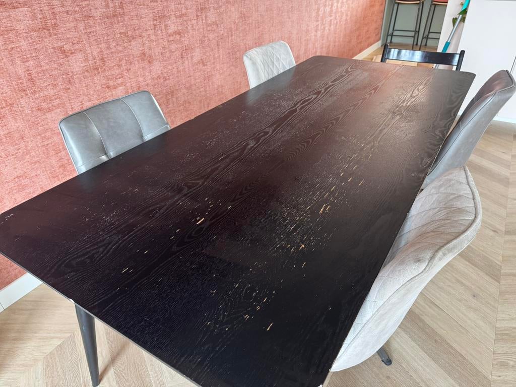 Eettafel zwart 200x90, Ophalen, 50 tot 100 cm, Zo goed als nieuw, 150 tot 200 cm