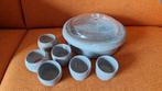 Stenen schaal met glazen deksel en 6 kleine bakjes, Ophalen of Verzenden