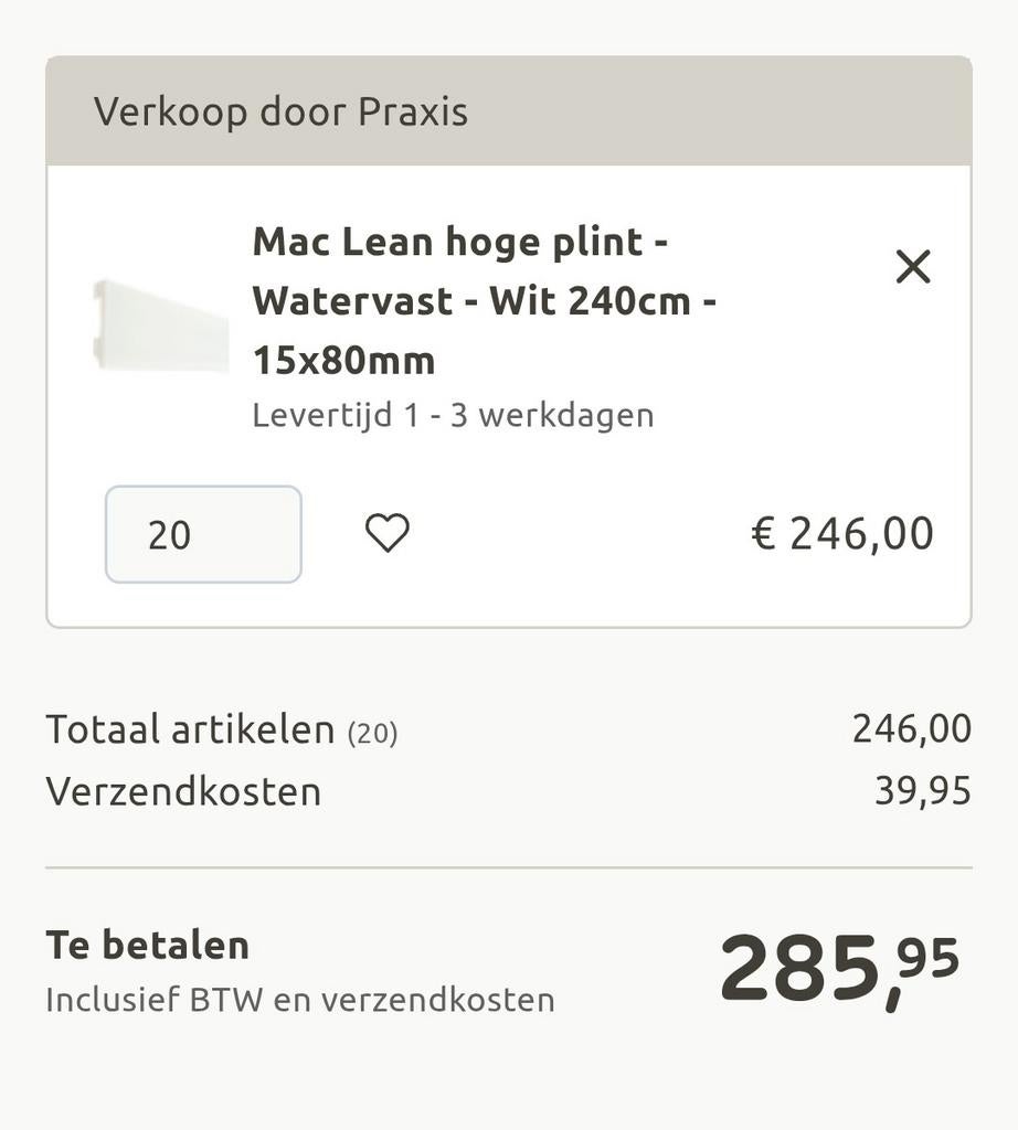 Mac Lean Hoge Plint - Waterdicht Wit 240cm - 15x80mm (20 st), Doe-het-zelf en Verbouw, Plinten en Afwerking, Ophalen of Verzenden