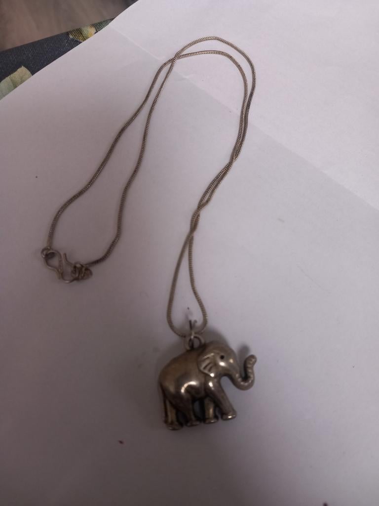 Vintage ketting met olifant hanger, Ophalen of Verzenden