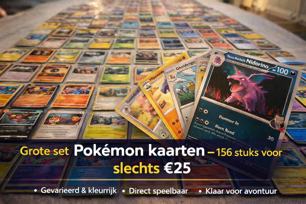Grote Pokémon kaartenset - 156 stuks | Sterke & Unieke kaart, Ophalen of Verzenden, Zo goed als nieuw, Meerdere kaarten