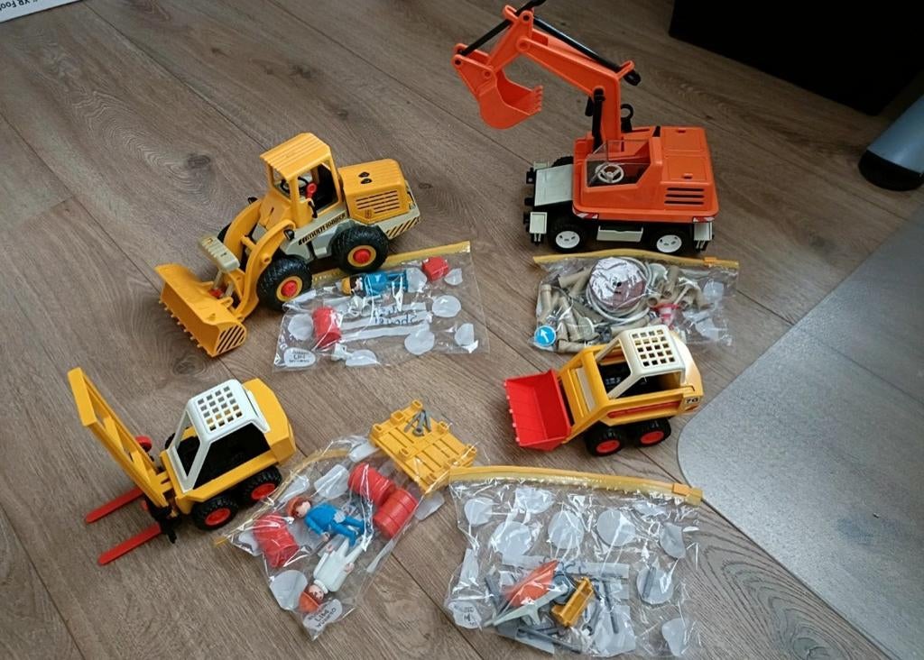 Vintage playmobil voertuigen wegwerkzaamheden, Kinderen en Baby's, Ophalen, Gebruikt