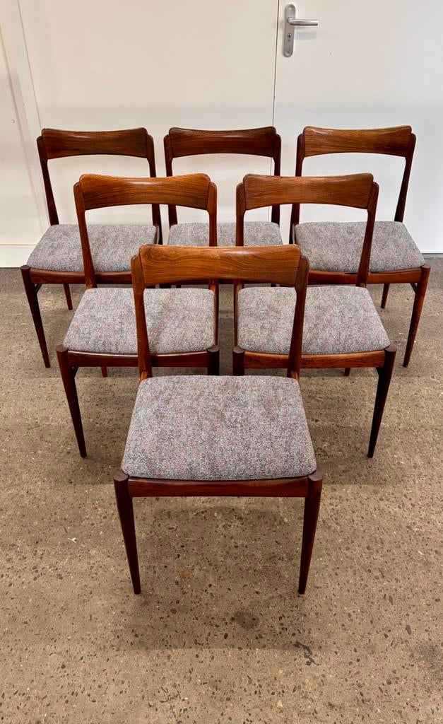 ZATERDAG SALE Zes Vintage AWA Palissander Eetkamerstoelen, Huis en Inrichting, Stoelen, Zo goed als nieuw, Vijf, Zes of meer stoelen