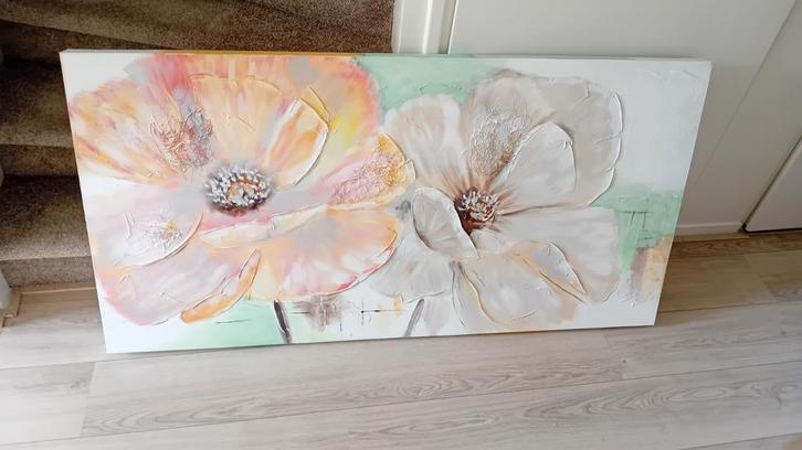 Schilderij met bloemen 70x140cm, Antiek en Kunst, Kunst | Schilderijen | Modern, Ophalen