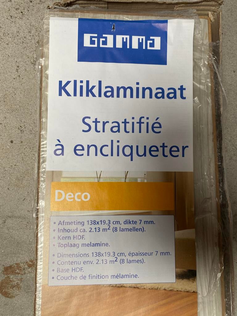 Wit houtkleurig laminaat - GAMMA Kliklaminaat, Wit, Nieuw, Ophalen of Verzenden, Minder dan 10 m²