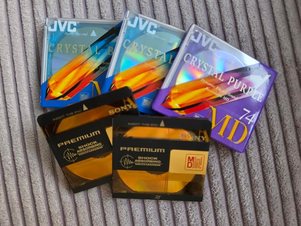 Minidisc opneembare schijven 3x nieuw 2x  gebruikt, Ophalen of Verzenden, Minidisc-recorder