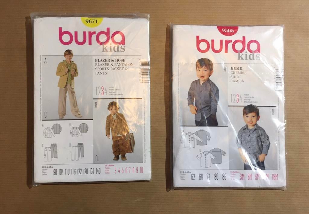 Burda Kids patroon 9671 9505 blazer, overhemd en pantalon, Hobby en Vrije tijd, Kledingpatronen, Overige typen, Kind, Nieuw, Burda