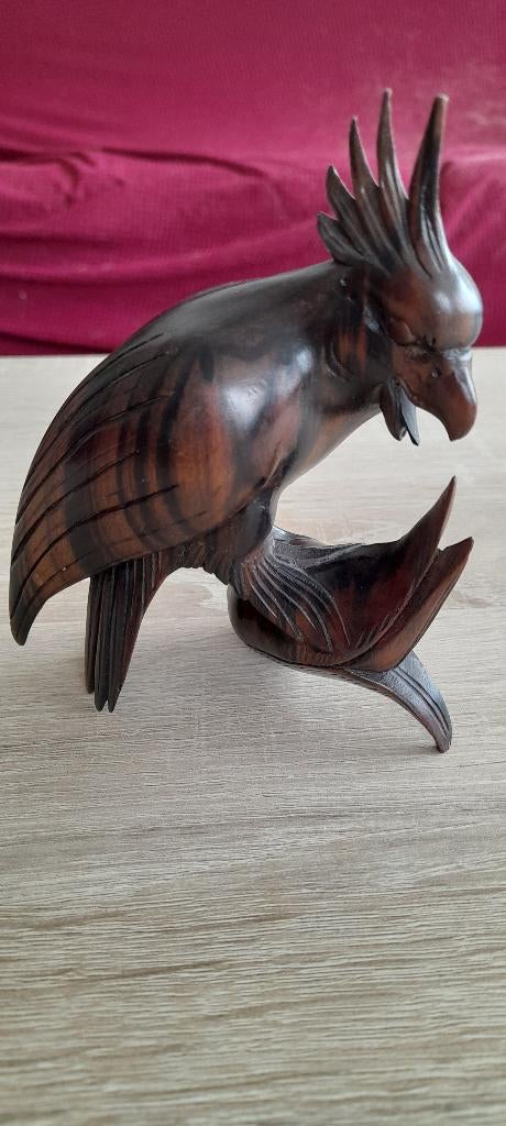 Unieke Handgemaakte Houten Papegaai op Tak, Verzenden