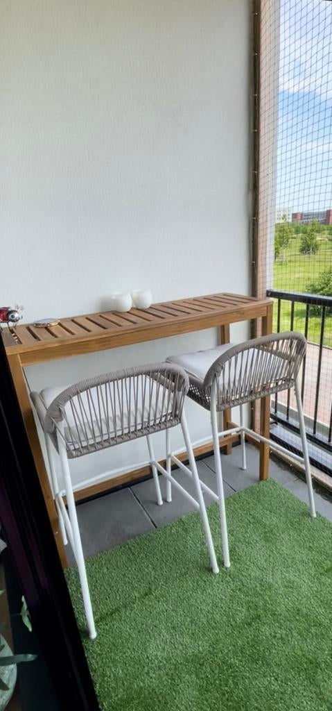 IKEA Nämmarö Bartafel en 2 barstoelen met kussen, Ophalen, Zo goed als nieuw, 2 zitplaatsen, Tuinset