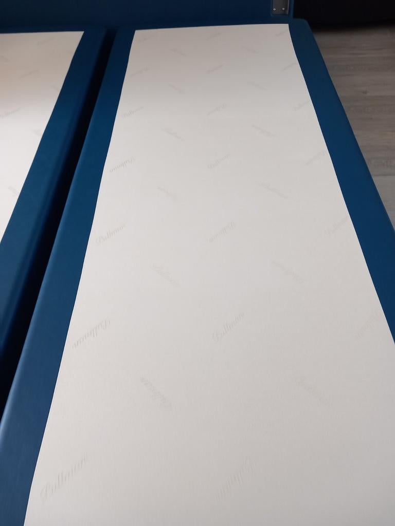 PULLMAN boxspring bedombouw 180x220 cm Blauw, Gebruikt, Blauw, Tweepersoons, Ophalen of Verzenden