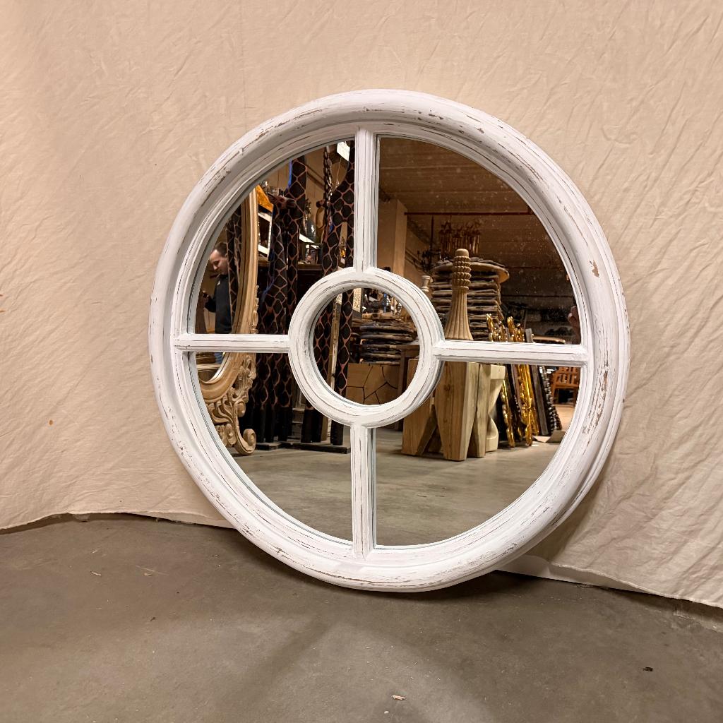 Trendy Spiegel – ronde houten lijst - 80 cm- TTM Wonen