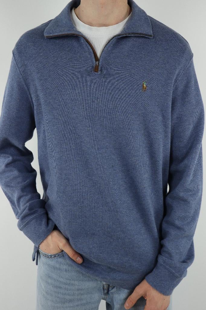 Ralph Lauren trui met kwart rits - L, Maat 52/54 (L), -, Blauw, -