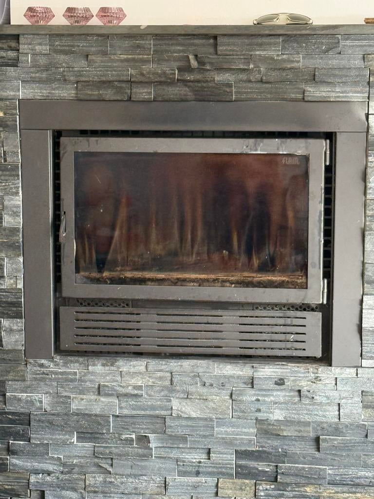 Flam houtkachel, Huis en Inrichting, Haarden, Ophalen, Gebruikt, Inbouwhaard, Houthaard