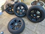 4 glans zwarte BMW velgen 17 inch met Goodyear/Continental b, Ophalen, Banden en Velgen, 17 inch, Gebruikt