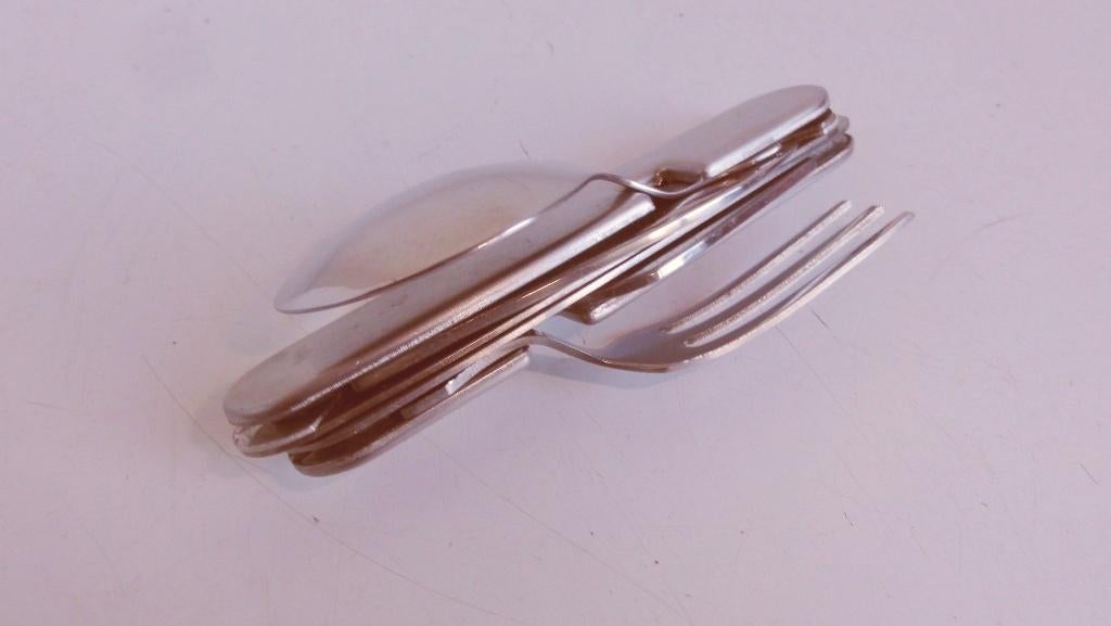 Reisbestek, bestek opvouwbaar, mes, lepel en vork ouderwets, Ophalen of Verzenden