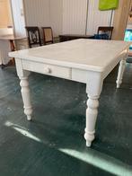 Brocante landelijke Franse eettafel met lade - Crèmewit, Antiek en Kunst, Antiek | Meubels | Tafels, Ophalen